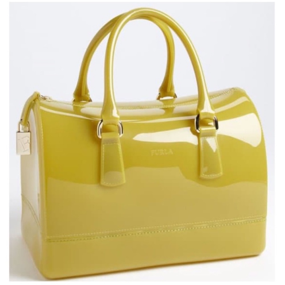 FURLA Citron Yellow Green Jelly Candy Large Satchel Bag - Picture 6 of 14